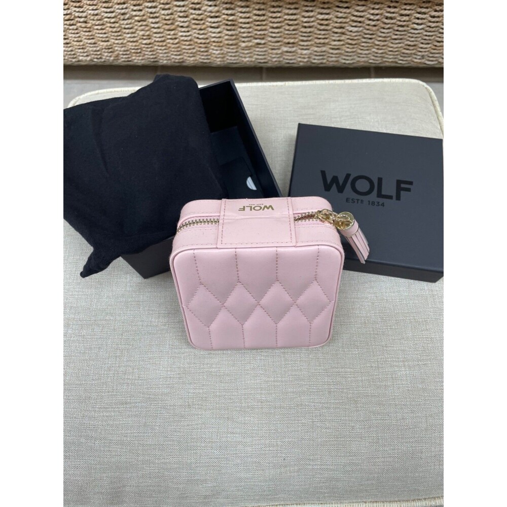 Wolf Rose Quartz Caroline Travel Zip Jewelry Case